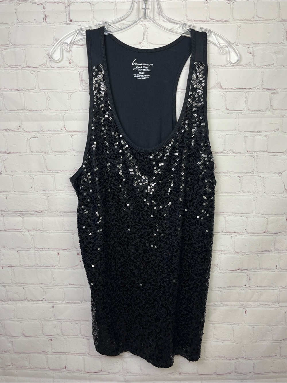 Lane Bryant Fun & Flirty Black Sequin Tank Top